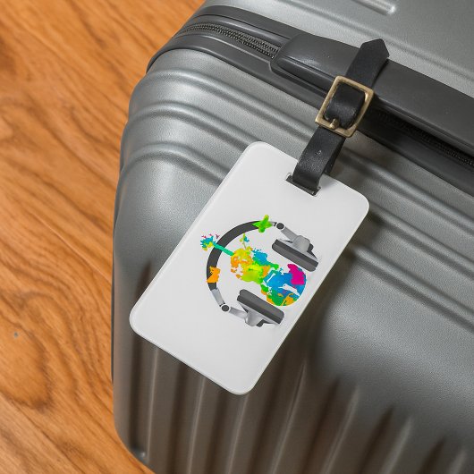 Abstrakte Geige mit Kopfhörern und Musik Gepäckanhänger