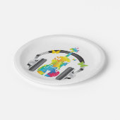 Abstrakte Geige mit Kopfhörern und Musik Pappteller (Schrägansicht)