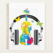 Abstrakte Geige mit Kopfhörern und Musik Planer (Vorderseite)