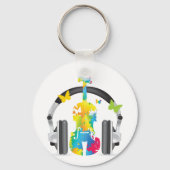 Abstrakte Geige mit Kopfhörern und Musik Schlüsselanhänger (Rückseite)