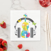 Abstrakte Geige mit Kopfhörern und Musik Serviette (Beispiel)