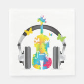 Abstrakte Geige mit Kopfhörern und Musik Serviette (Vorderseite)