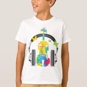 Abstrakte Geige mit Kopfhörern und Musik T-Shirt (Vorderseite)