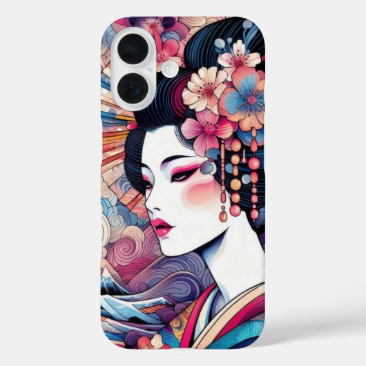 Abstrakte Geisha-Rosa-Blume Case-Mate iPhone Hülle (Rückseite)