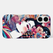 Abstrakte Geisha-Rosa-Blume Case-Mate iPhone Hülle (Rückseite (Horizontal))