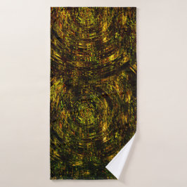 Abstrakte gekrümmte Bänder in goldgrün und dunkels Badhandtuch Set