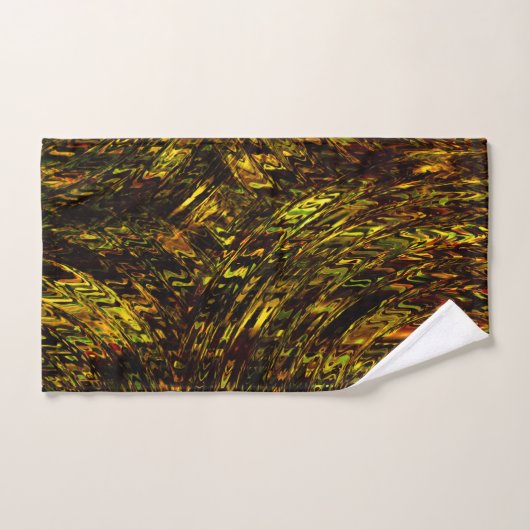 Abstrakte gekrümmte Bänder in goldgrün und dunkels Badhandtuch Set (Handtuch)
