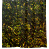 Abstrakte gekrümmte Bänder in goldgrün und dunkels Duschvorhang (Vorderseite)