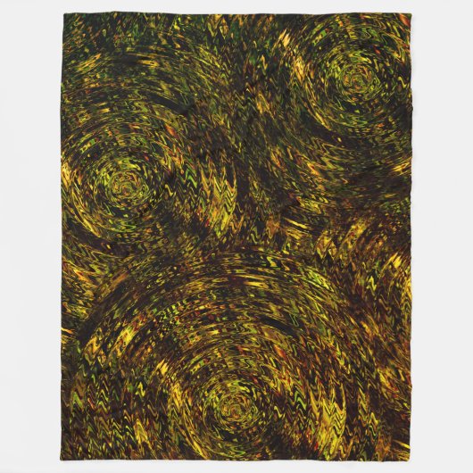 Abstrakte gekrümmte Bänder in goldgrün und dunkels Fleecedecke (Vorderseite)