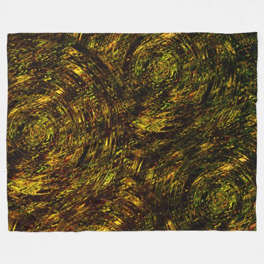 Abstrakte gekrümmte Bänder in goldgrün und dunkels Fleecedecke (Vorderseite (Horizontal))