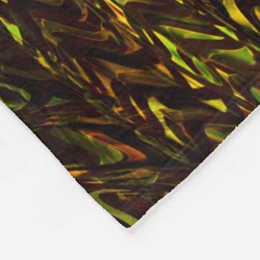 Abstrakte gekrümmte Bänder in goldgrün und dunkels Fleecedecke (Ecke)