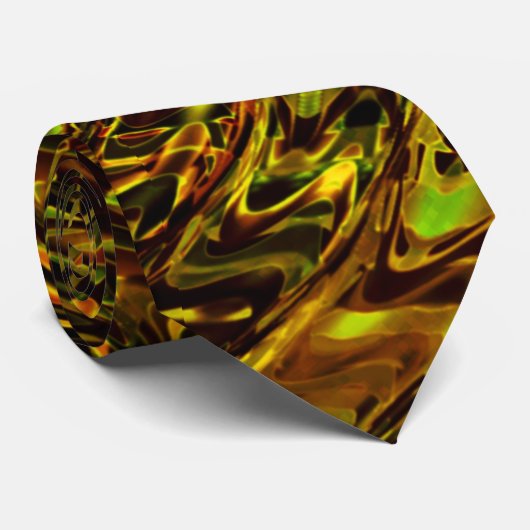 Abstrakte gekrümmte Bänder in goldgrün und dunkels Krawatte (Gerollt)