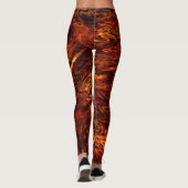 Abstrakte gekrümmte Bänder in rötlich-goldfarbenen Leggings (Rückseite)
