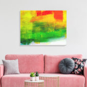 Abstrakte, gelb-grüne Malerei Leinwanddruck (Insitu (Wohnzimmer))