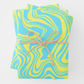 Abstrakte Gelb- und Blautöcher Geschenkpapier Set (Beispiel)