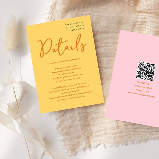 Abstrakte Gelb- und Rosatöne Begleitkarte