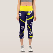 Abstrakte Gelbblau Capri Leggings (Vorderseite)