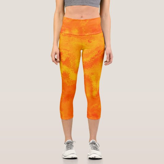 Abstrakte gelbe Diffusion Capri-Leggings Capri Leggings (Vorderseite)