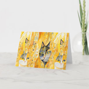 Abstrakte Gelbe Katze Dankeskarte