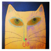 Abstrakte, gelbe Katze Fliese (Vorderseite)