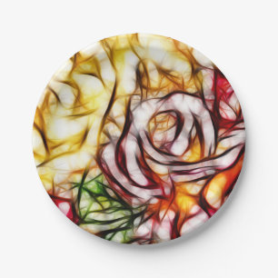 Abstrakte gelbe Lichtrose künstlerischer floraler Pappteller