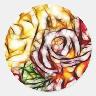 Abstrakte gelbe Lichtrose künstlerischer floraler Runder Aufkleber