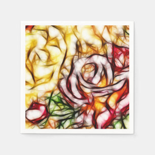 Abstrakte gelbe Lichtrose künstlerischer floraler Serviette