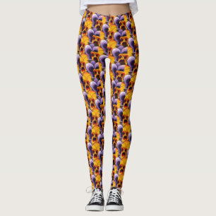 Abstrakte gelbe, orangefarbene und lila Panik Leggings