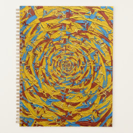 Abstrakte gelbe und blaue laufende Figuren Kunst Planer