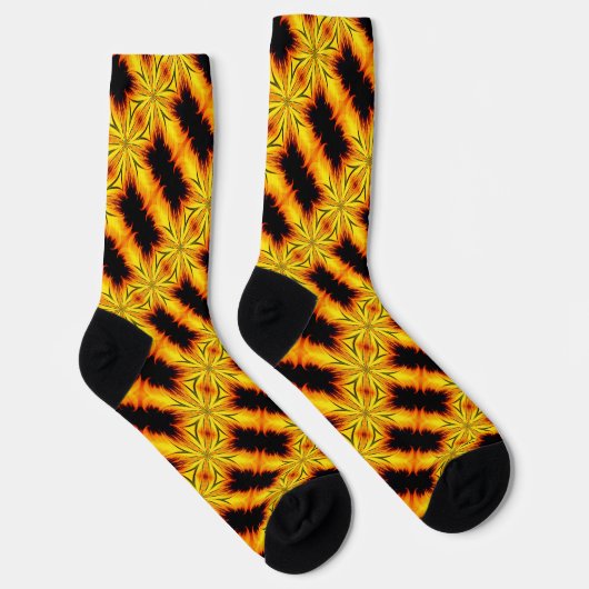 Abstrakte, gelbe und braune Abstrakte Kunst Socken (Rechts)