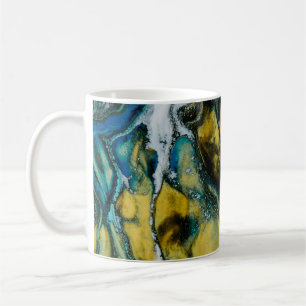 Abstrakte gelbe, weiße und blaue Malerei Kaffeetasse