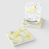 Abstrakte gelbe Zitronen Steinuntersetzer (Seitenansicht)