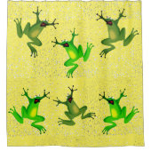 Abstrakte Gelbfrösche in Regentropfen Duschvorhang (Vorderseite)