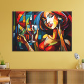 Abstrakte Gemäldefrau mit Weinglas Leinwanddruck (Insitu (Wohnzimmer))