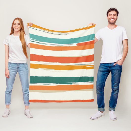 Abstrakte gemalte horizontale Pinselstreifen Boho Fleecedecke (Beispiel)