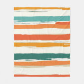 Abstrakte gemalte horizontale Pinselstreifen Boho Fleecedecke (Vorderseite)