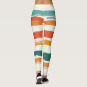 Abstrakte gemalte horizontale Pinselstreifen Boho Leggings (Rückseite)