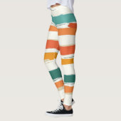 Abstrakte gemalte horizontale Pinselstreifen Boho Leggings (Links)