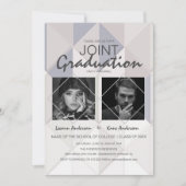 Abstrakte Gemeinsame Abschluss-2-Foto-Graduierungs Einladung (Vorderseite)