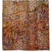 Abstrakte gemischte Tier- und Leopardenhaut Duschvorhang (Vorderseite)