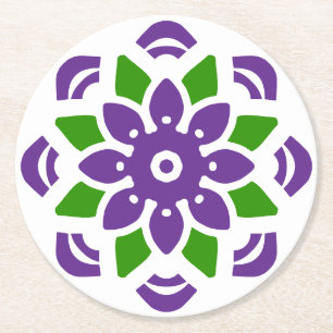 Abstrakte Geo-Mandala-Blume Runder Pappuntersetzer