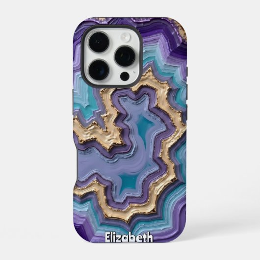 Abstrakte Geode mit goldenen Adern iPhone Hülle (Rückseite)