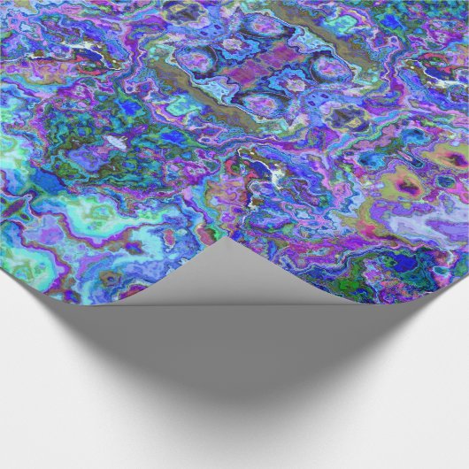 Abstrakte Geodmarbinierung in Pfauenfarben Geschenkpapier (Ecke)