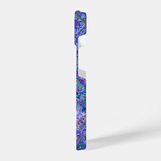 Abstrakte Geodmarbinierung in Pfauenfarben iPhone Hülle (Linke Seite)