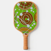 Abstrakte Geoformen in Gold, Grün und Weiß Pickleball Schläger (Vorderseite)