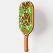 Abstrakte Geoformen in Gold, Grün und Weiß Pickleball Schläger (Links)