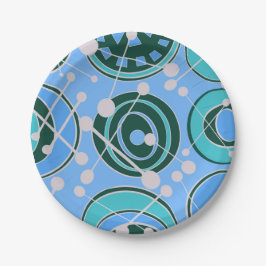 Abstrakte Geoformen in grünem Blau Pappteller