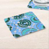 Abstrakte Geoformen in grünem Blau Rechteckiger Pappuntersetzer (angewinkelt)