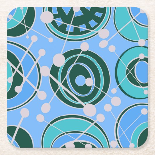 Abstrakte Geoformen in grünem Blau Rechteckiger Pappuntersetzer (Vorderseite)