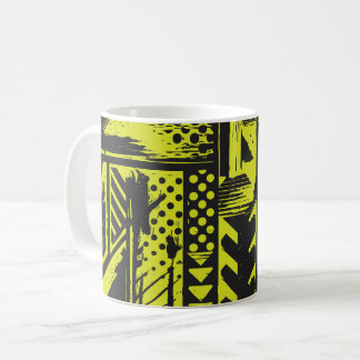 Abstrakte Geometrie in Limettengelb und Schwarz Kaffeetasse